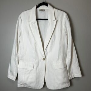 LOFT linen blend oversized small ivory‎ blazer